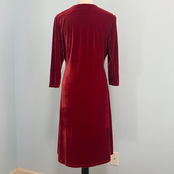 Soft Surroundings Women’s Velvet Hyannis Dress Red Dahlia Size L - Picture 4 of 10